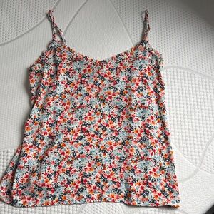 Loft Floral Spaghetti Strap Cami Top - White with Multi-Color Floral